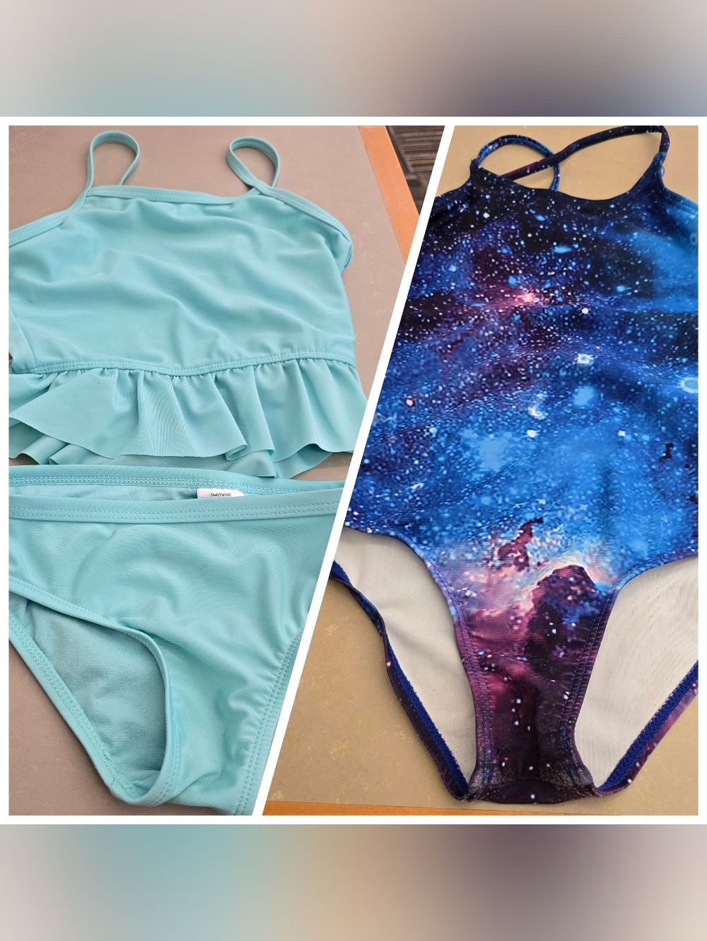 Girls 4T 5T Swimsuit Bundle Bikini & One Piece Wonder Nation Galaxy Print